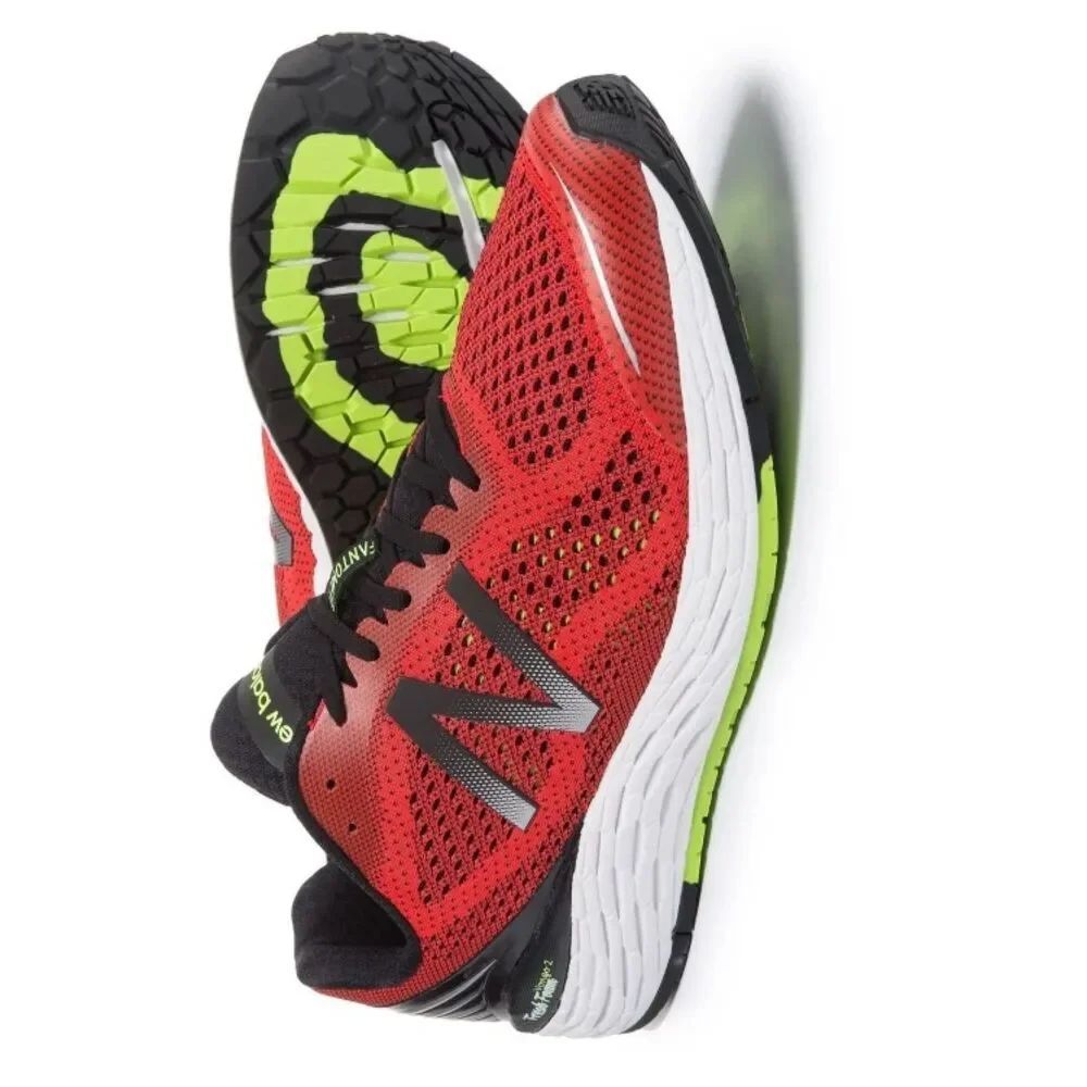 New Balance Red and Neon Green Lightweight Running Shoes